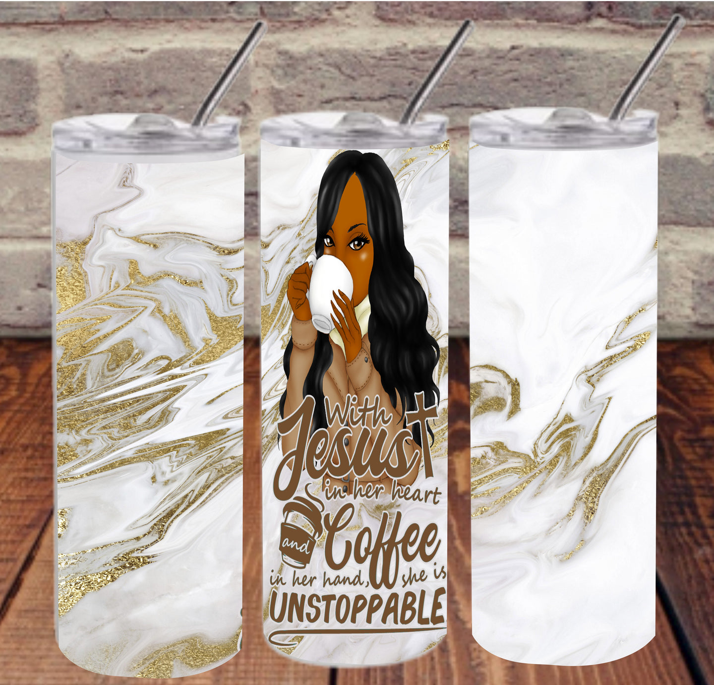 Diva's Designs 252 Jesus and Coffee 20 oz Tumbler